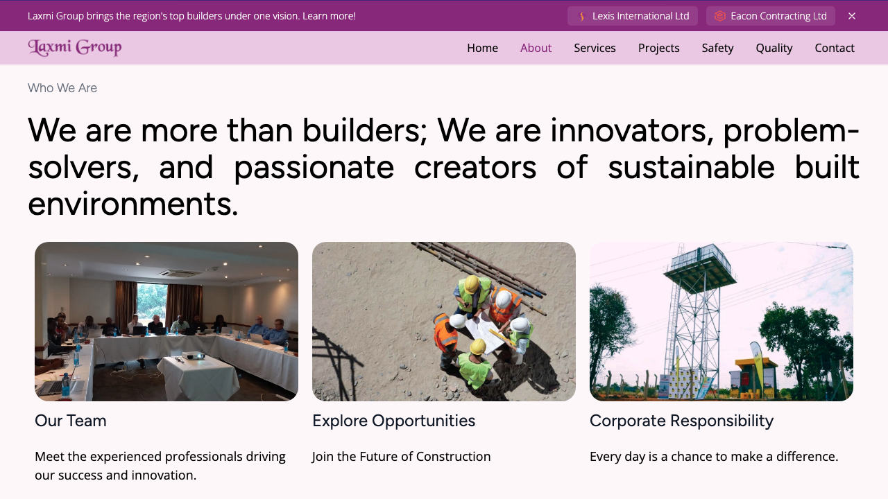 Laxmi Group Website screenshot 2